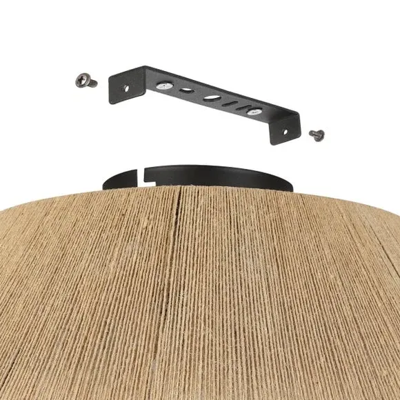 Diamond Flush Ceiling Light - Black, Hemp Yarn