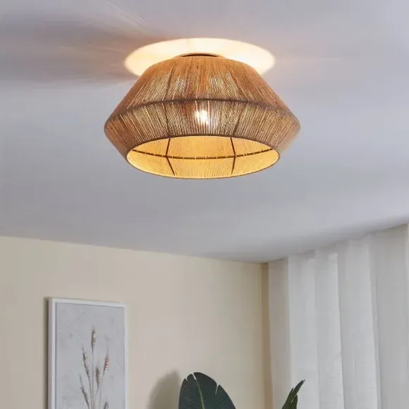 Diamond Flush Ceiling Light - Black, Hemp Yarn image