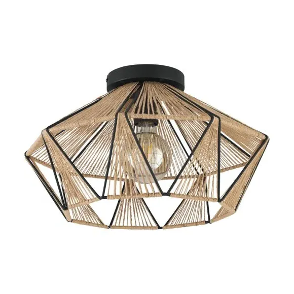 Diamond Flush Ceiling Light - Black, Wire