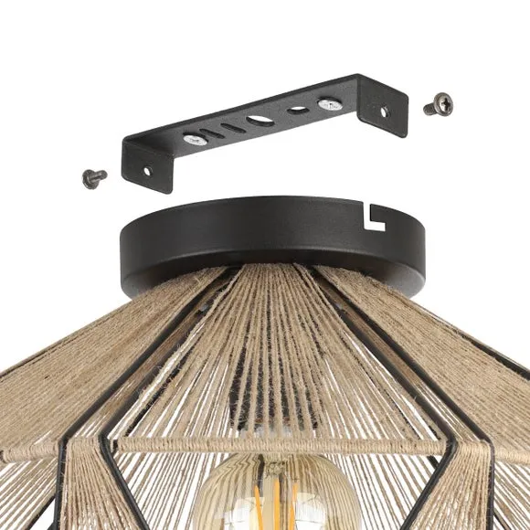 Diamond Flush Ceiling Light - Black, Wire