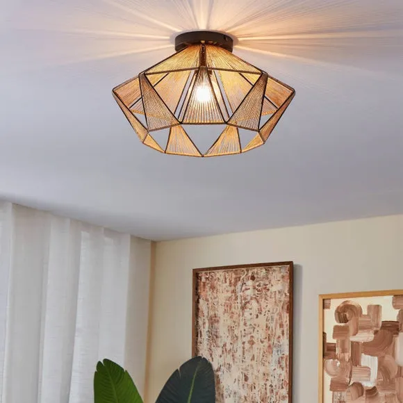 Diamond Flush Ceiling Light - Black, Wire image
