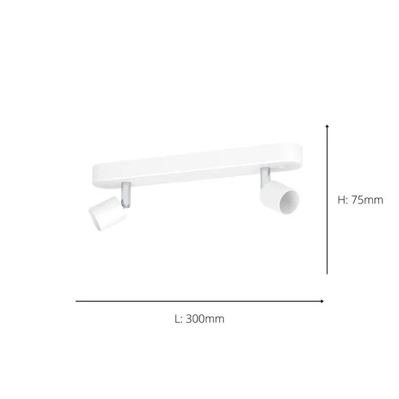 2-Light Adjustable Spotlight Bar - White, Steel