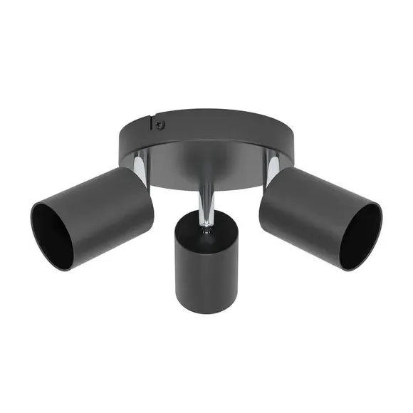 3-Light Semi Flush Spotlight - Black, Steel image