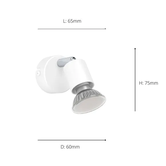 Adjustable Semi Flush Spotlight - White, Steel