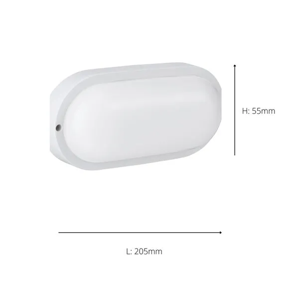 Oval Flush Ceiling Light - White, Plastic