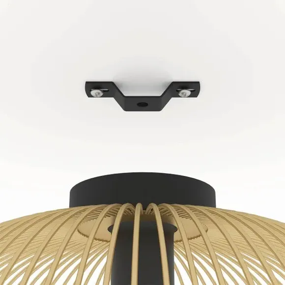 Flush Ceiling Light Wire Design - Black, Metal