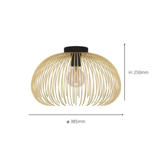 Flush Ceiling Light Wire Design - Black, Metal