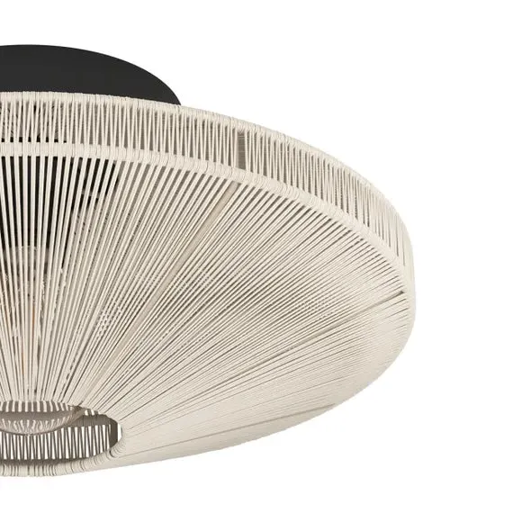 Flush Ceiling Light with Fabric Shade - Black