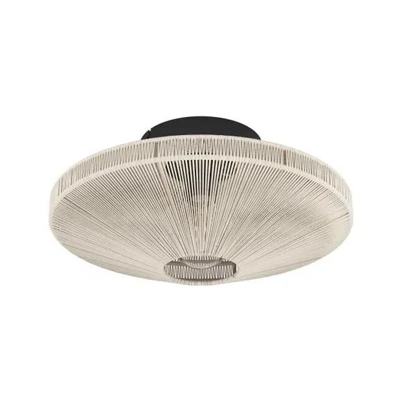 Flush Ceiling Light with Fabric Shade - Black