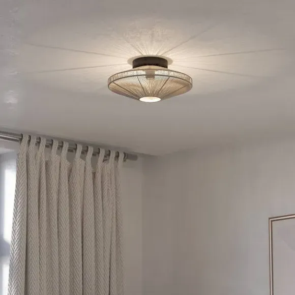 Flush Ceiling Light with Fabric Shade - Black image