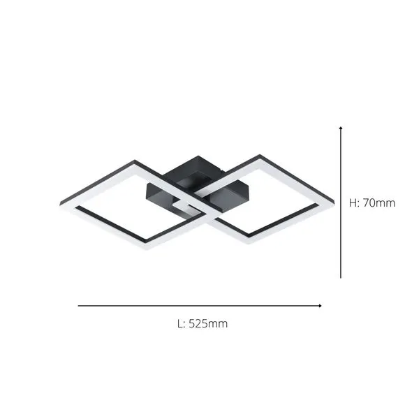 Flush Ceiling Light with LED - Black, Steel