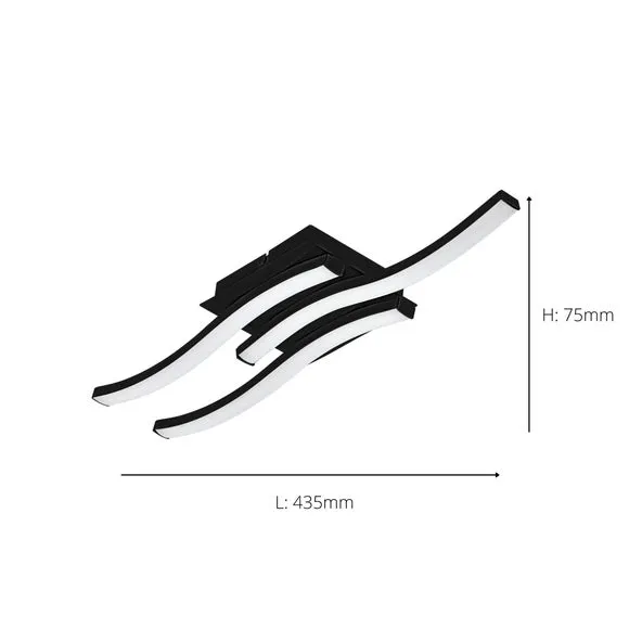 Flush Wall & Ceiling Light - Black, Steel