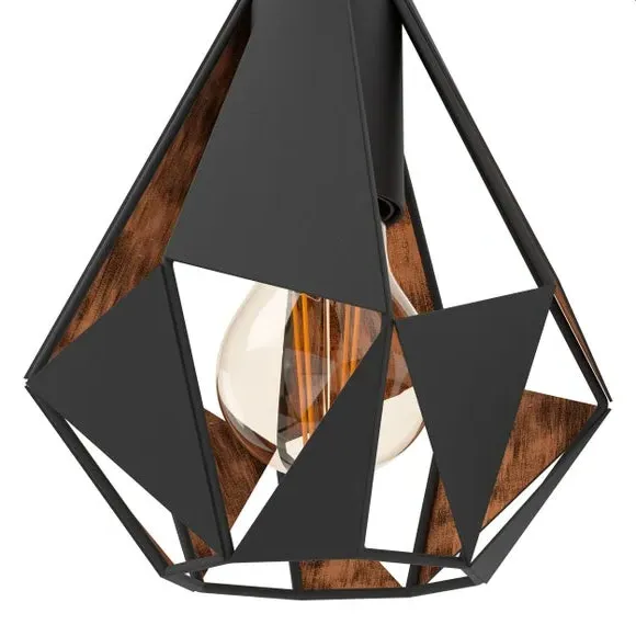 Geometric Wall Light with Copper Lining - Black