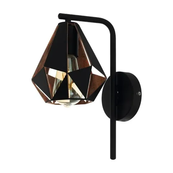 Geometric Wall Light with Copper Lining - Black