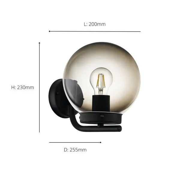 Globe Wall Light with IP44 Rating - Black
