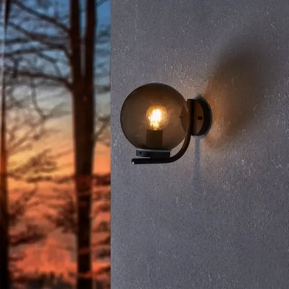 Globe Wall Light with IP44 Rating - Black image