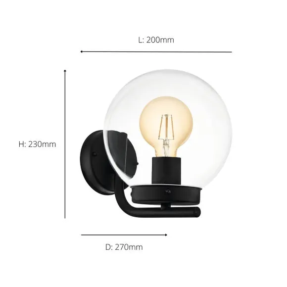 Globe Wall Light with IP44 Rating - Clear
