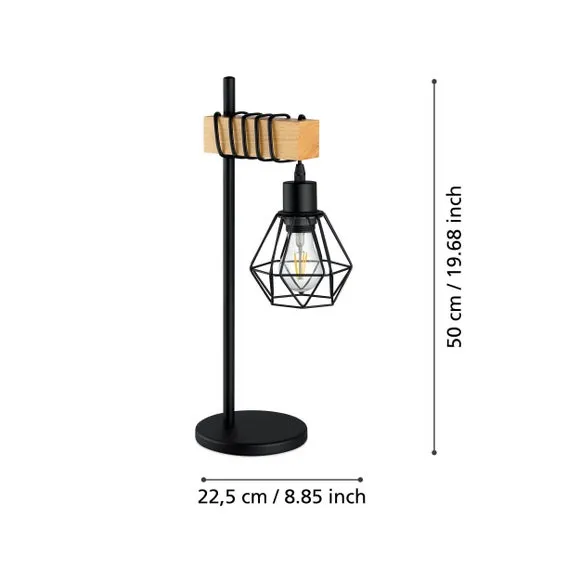 Industrial Table Lamp with Cage - Black, Steel