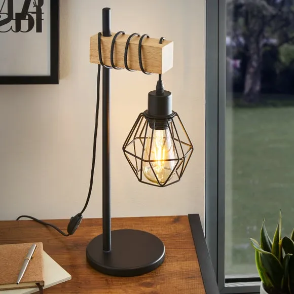 Industrial Table Lamp with Cage - Black, Steel