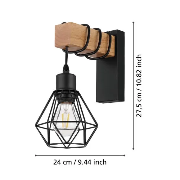 Industrial Wall Light - Black, Metal