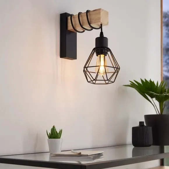 Industrial Wall Light - Black, Metal image