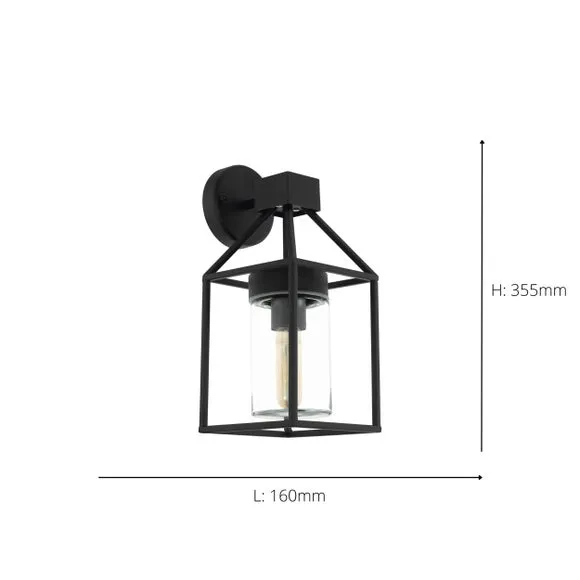 Industrial Wall Light with IP44 Rating - Black