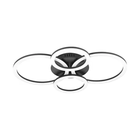 Large Flush Ceiling Light LED Smart - Black, Steel