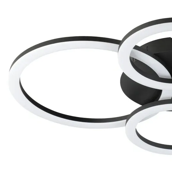 Large Flush Ceiling Light LED Smart - Black, Steel