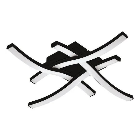Large Flush Ceiling Light with 4 LEDs - Black, Steel image