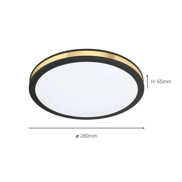 LED Flush Ceiling Light - Black, Metal