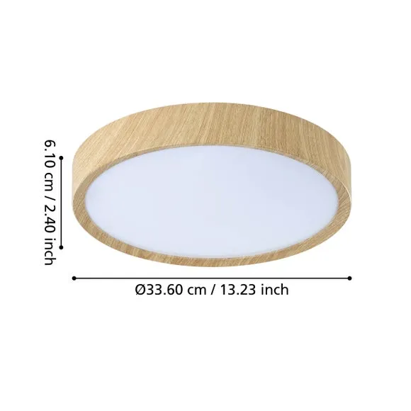 LED Flush Ceiling Light - Natural, Wood Effect