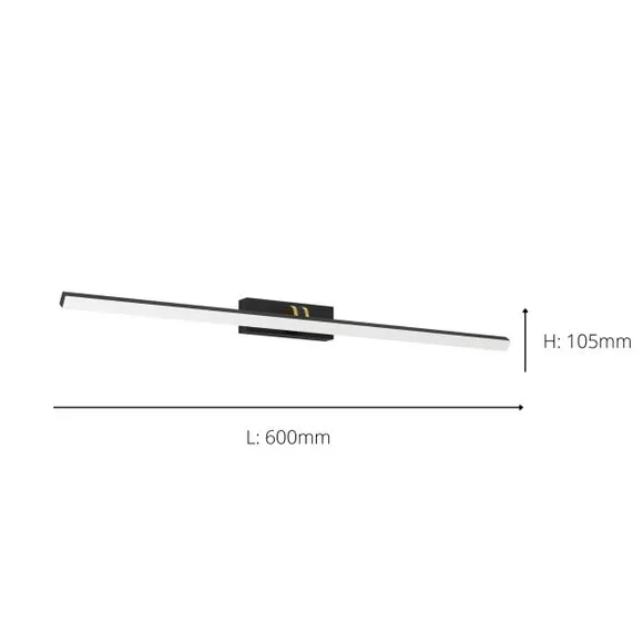 LED Mirror Ceiling Light - Black, Plastic