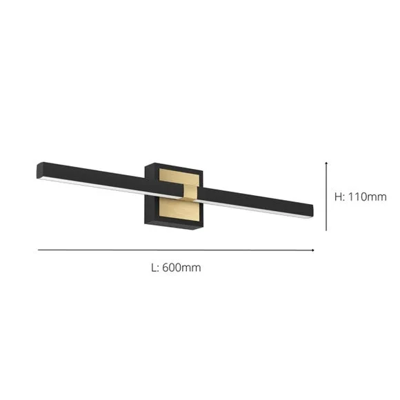 LED Mirror Wall Light - Black, Steel