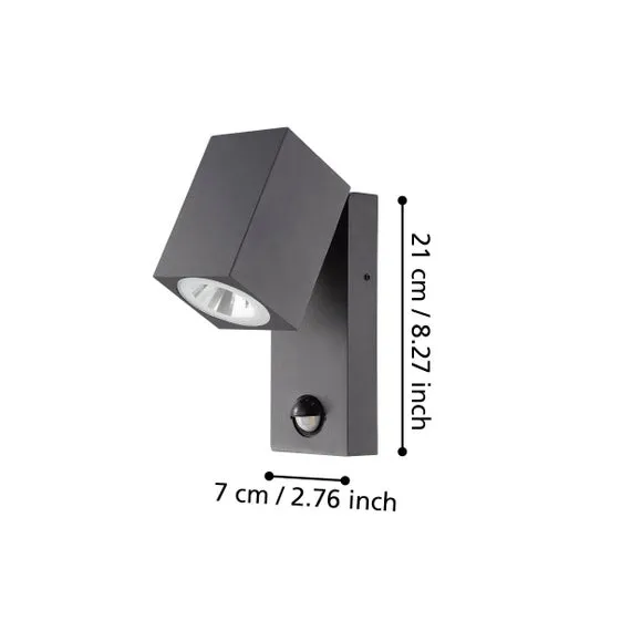 LED Outdoor Wall Light with Sensor - Grey, Aluminium