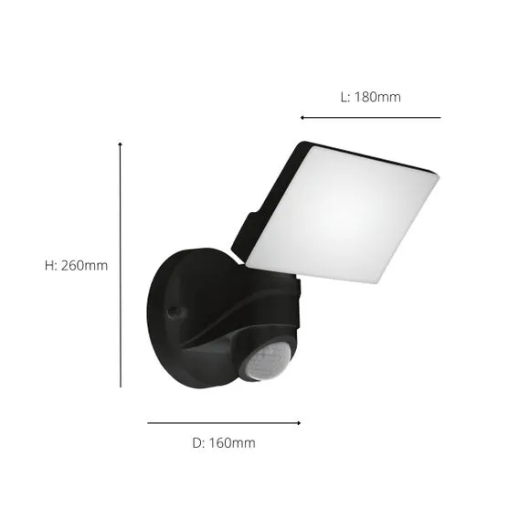 LED Sensor Wall Spotlight - Black, Plastic