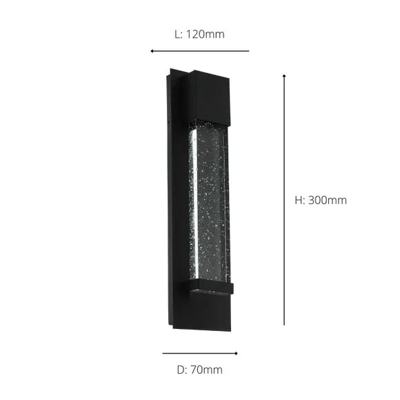 LED Wall Light with Glass Panel - Black, Aluminium