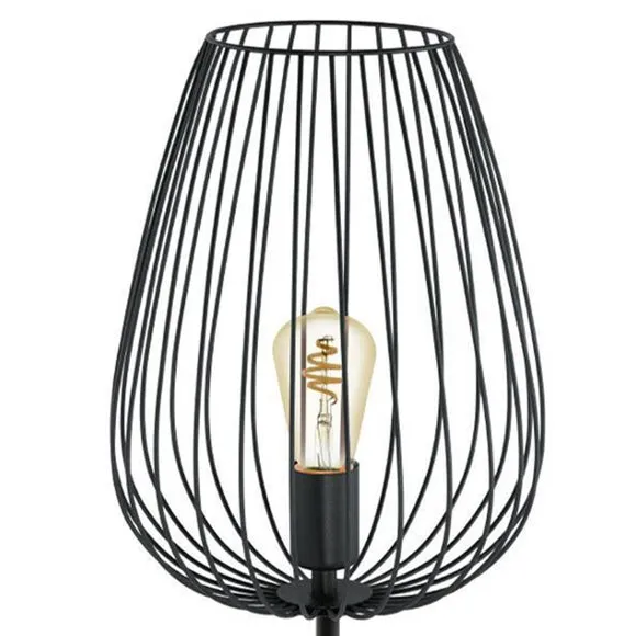 Mid Century Floor Lamp with Wire Shade - Black, Metal