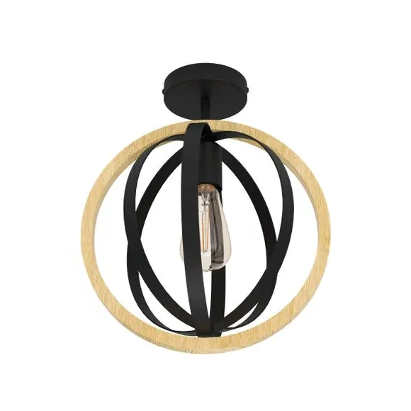 Modern Ceiling Light with Exposed Bulb - Black