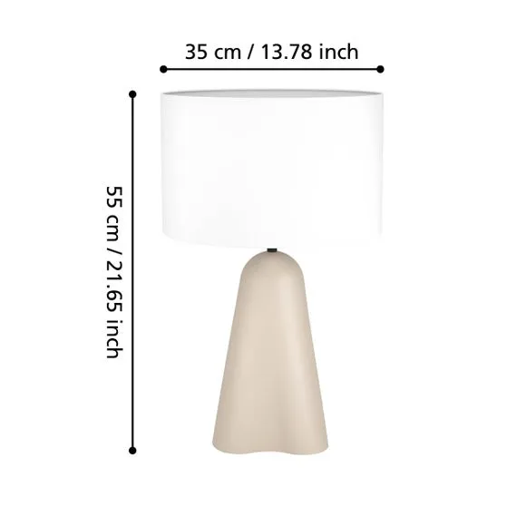 Modern Table Lamp - Cream, Fabric