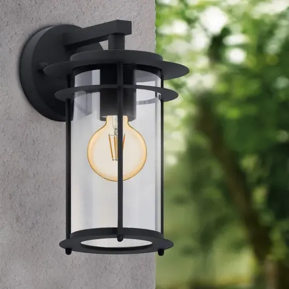 Outdoor Wall Light Caged Design - Black, Steel