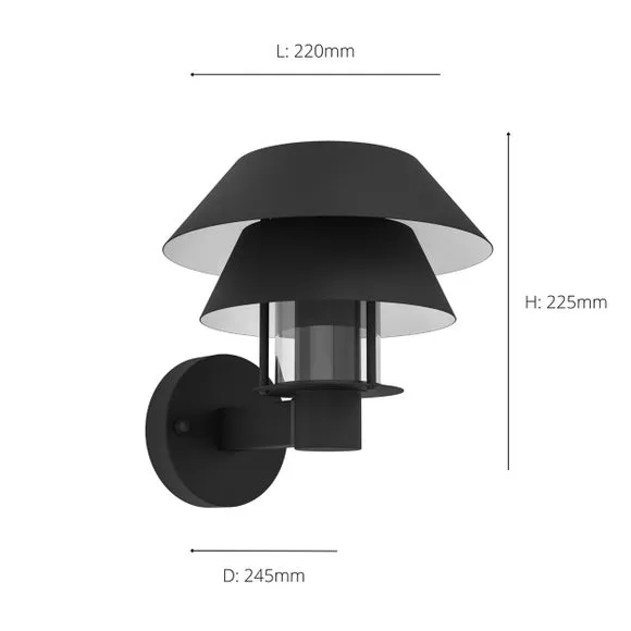 Outdoor Wall Light Tiered Design - Black