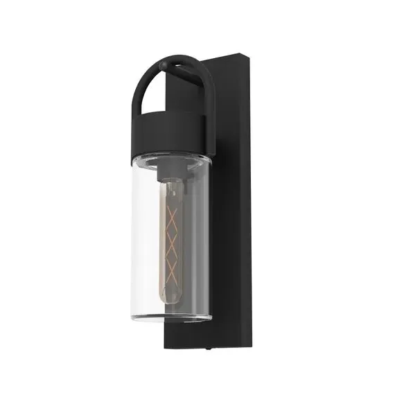 Outdoor Wall Light with Glass Shade - Black, Steel