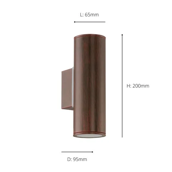 Outdoor Wall Light with LED Bulbs - Brown, Metal