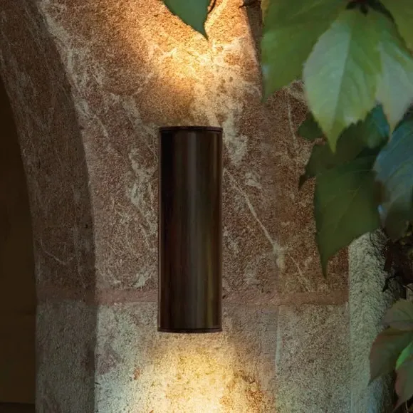 Outdoor Wall Light with LED Bulbs - Brown, Metal image