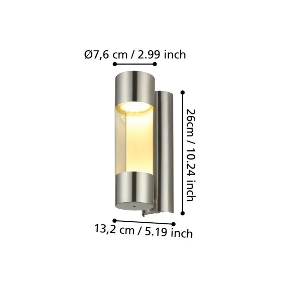 Outdoor Wall Light with LED - Silver, Steel