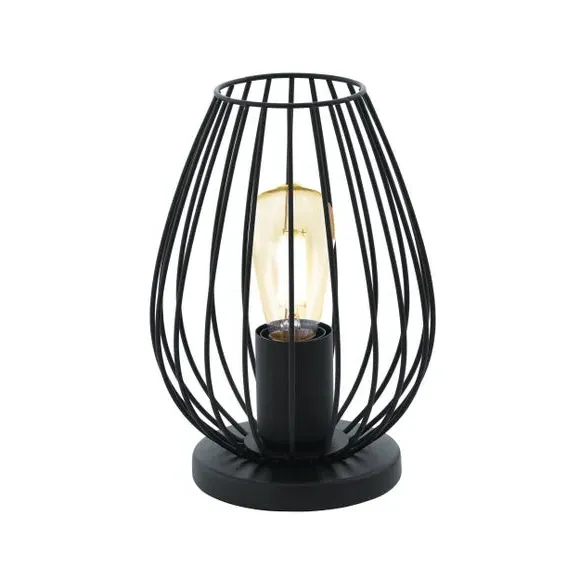 Oval Table Lamp Industrial Style - Black, Wire