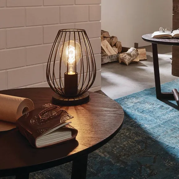 Oval Table Lamp Industrial Style - Black, Wire