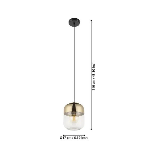 Pendant Light with Glass Shade - Bronze, Metal