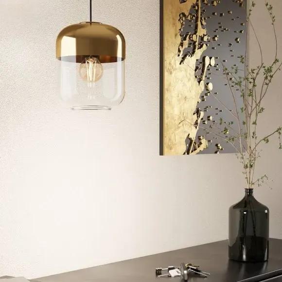 Pendant Light with Glass Shade - Bronze, Metal image