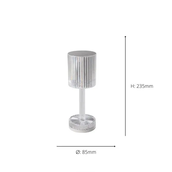Rechargeable LED Table Lamp - Clear, Plastic